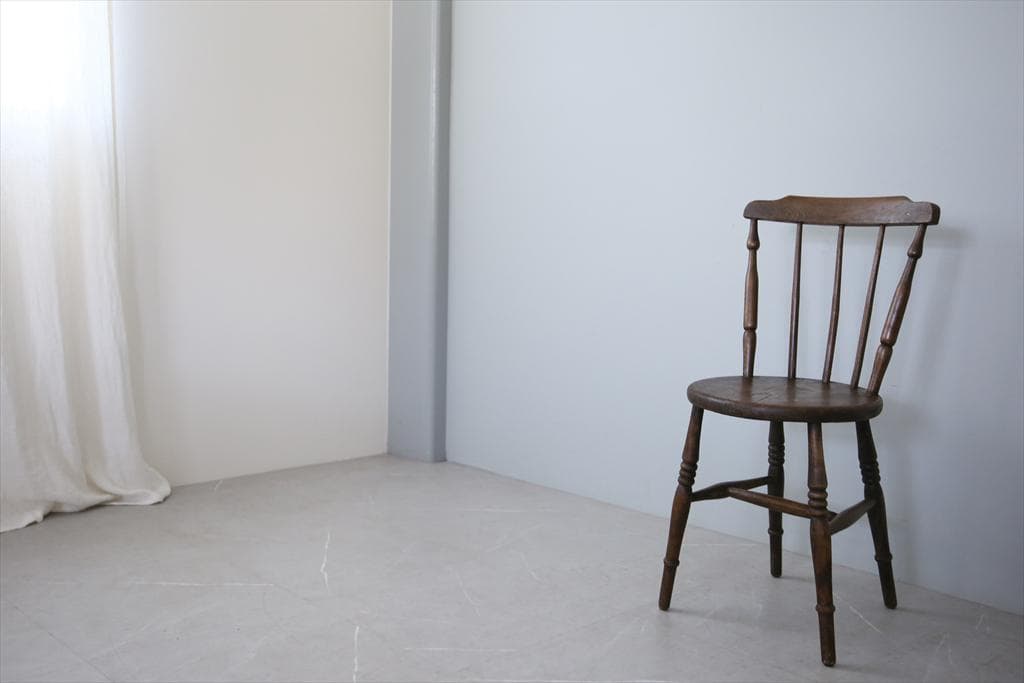 英国アンティーク木製キッチンチェア/ダイニングイス椅子/飾り棚(89-12-1)