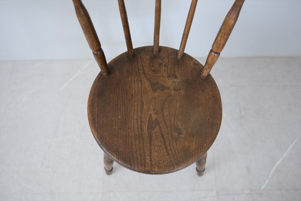 英国アンティーク木製キッチンチェア/ダイニングイス椅子/飾り棚(89-12-1)