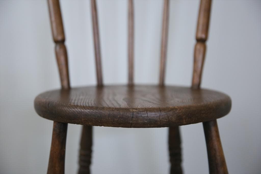 英国アンティーク木製キッチンチェア/ダイニングイス椅子/飾り棚(89-12-1)