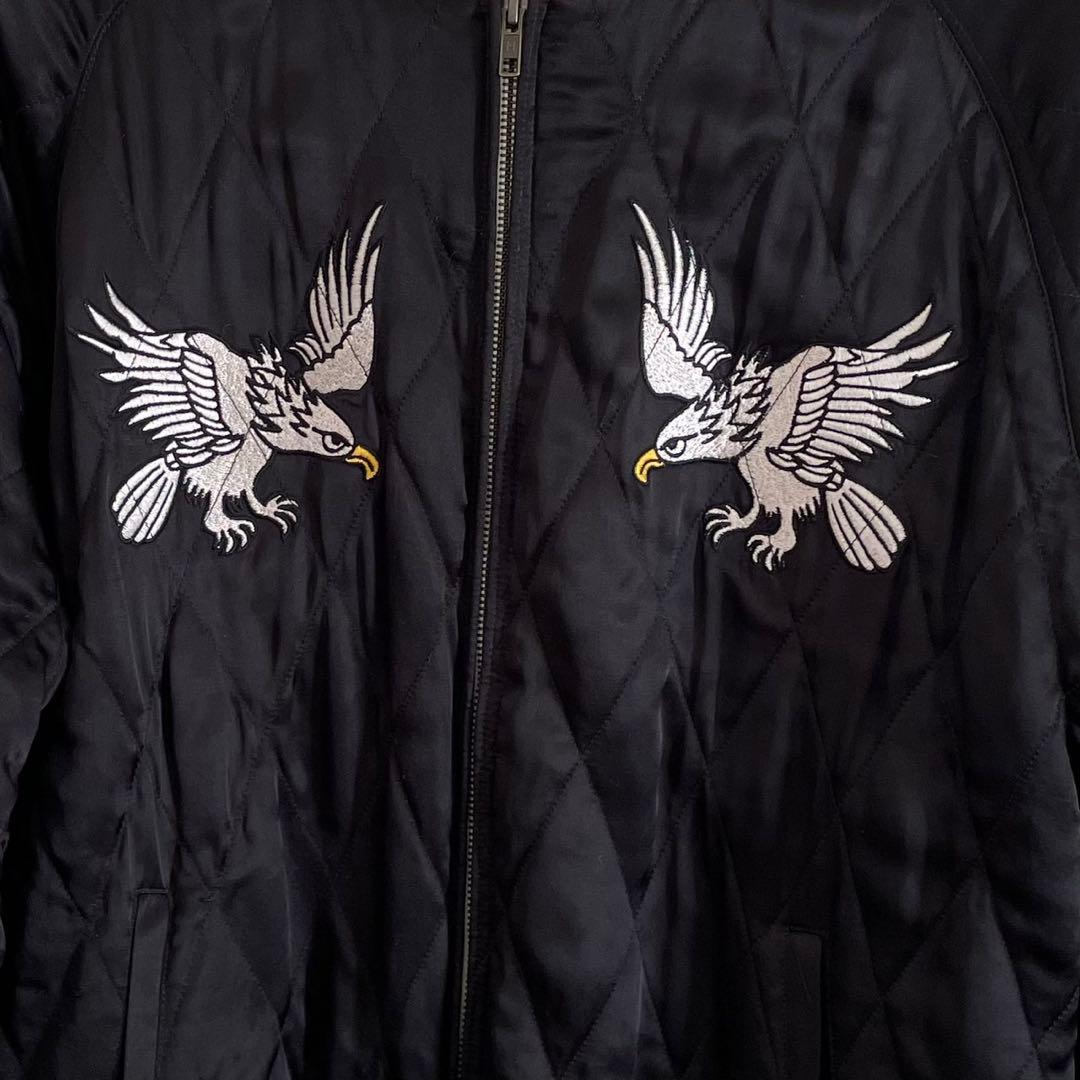 HOUSTON JAPAN ALASKA 刺繍スカジャン ブラック