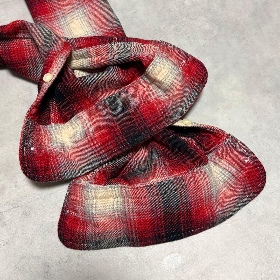 ラルフローレン 長袖シャツ オンブレチェック 刺繍　ポニーロゴ 赤 M