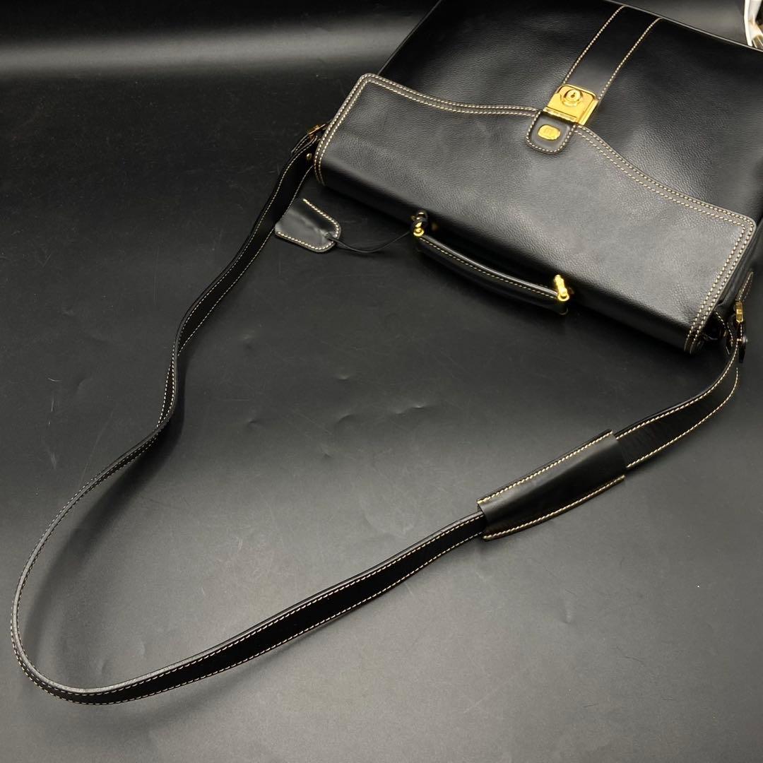 【美品】ダンヒル 2way ビジネスバッグ ショルダー 鍵付き A4収納可