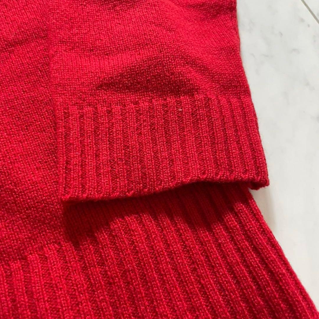 ヨウジヤマモト Vネックニット セーター カシミヤ100% ロゴ刺繍 赤 2