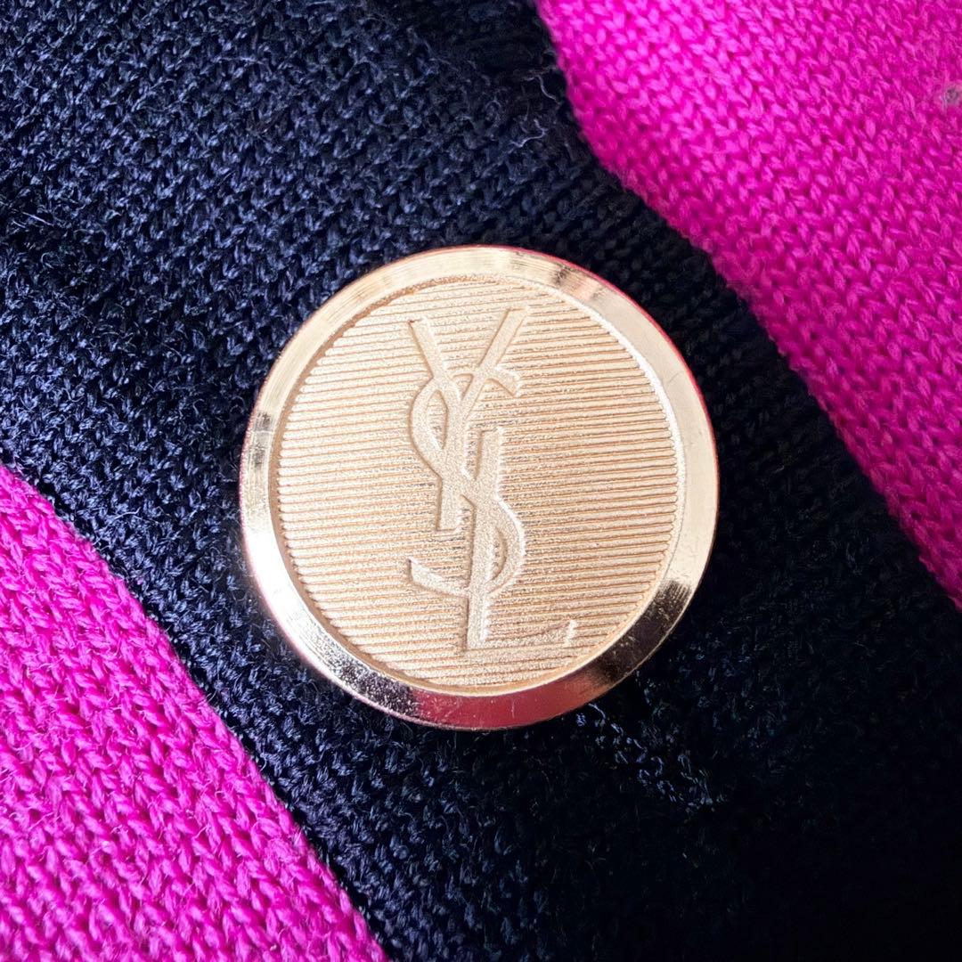 6270 希少✨ イヴサンローラン ニットカーディガン M ピンク 金ボタン