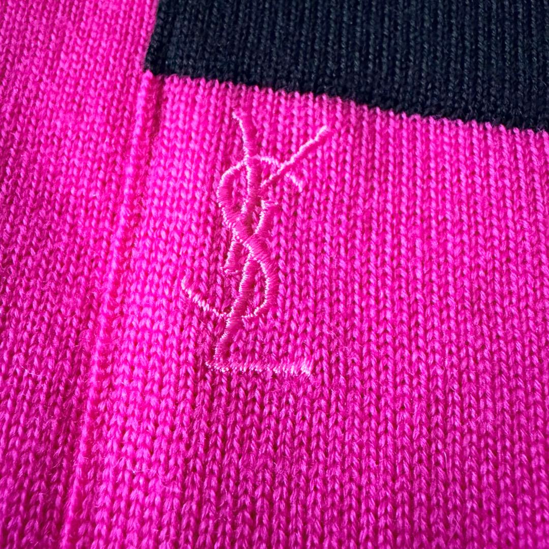 6270 希少✨ イヴサンローラン ニットカーディガン M ピンク 金ボタン