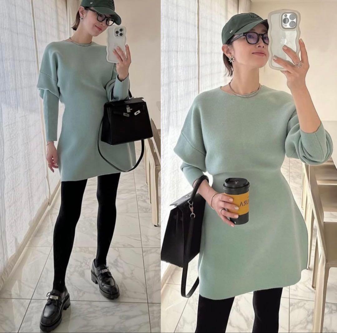 定価約13万円 一瞬で売り切れた MYLAN カシミヤ混ニットドレス リボン付