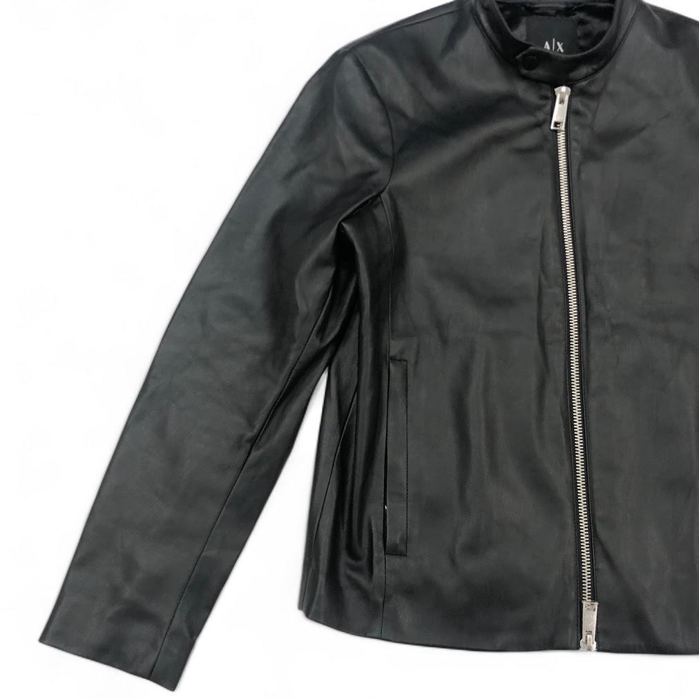 美品 アルマーニ エクスチェンジ フェイクレザー シングルライダース ジャケット