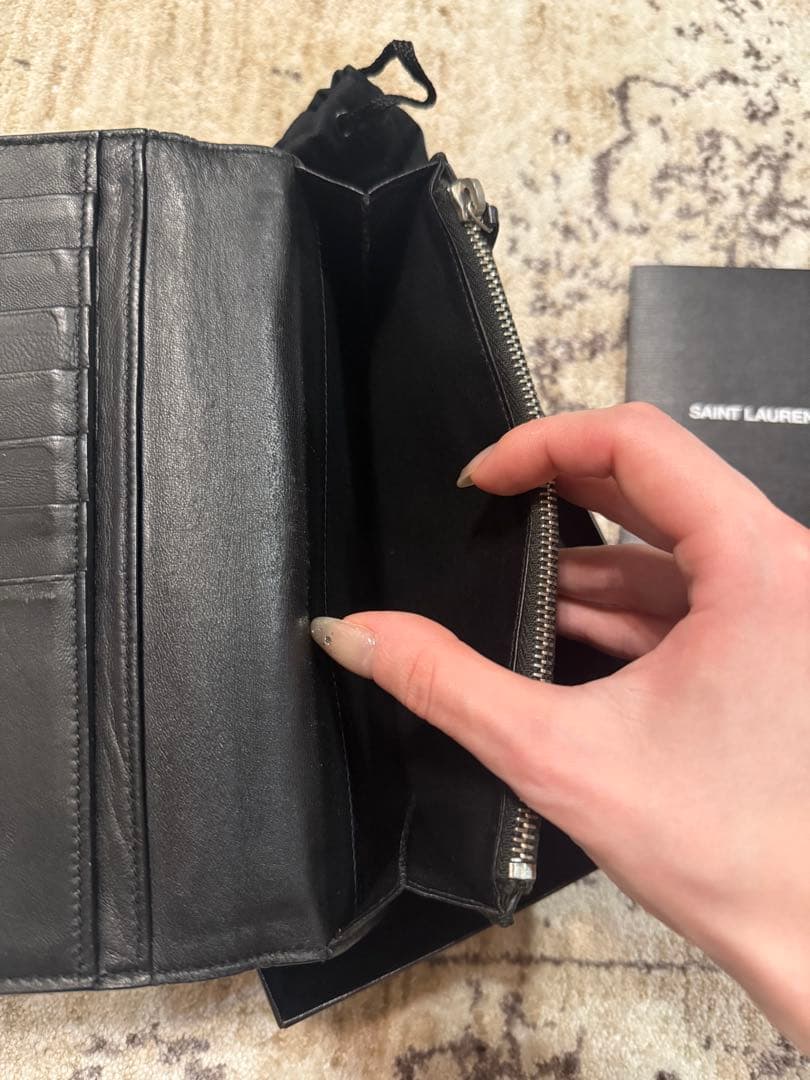 サンローラン SAINT LAURENT 長財布 クロコ ブラック