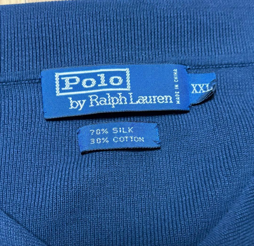レア 90s ラルフローレン シルクコットンニット シャツ XXL シルク混