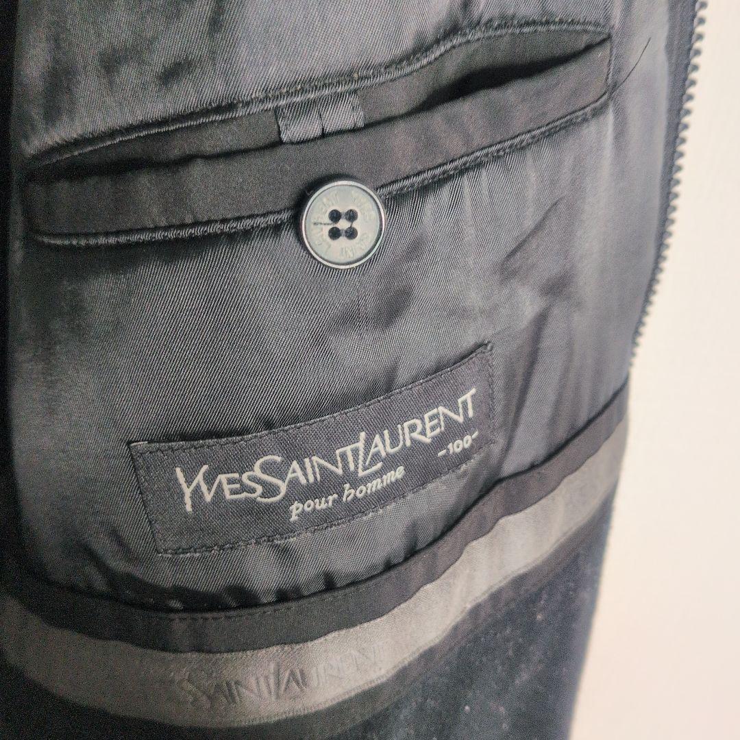 90s イヴサンローラン 刺繍 ナイロンジャケット ブラック L