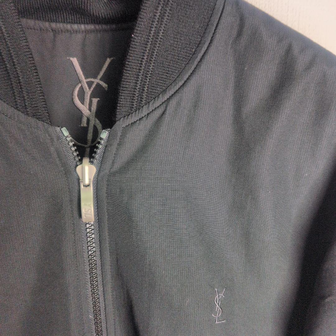 90s イヴサンローラン 刺繍 ナイロンジャケット ブラック L