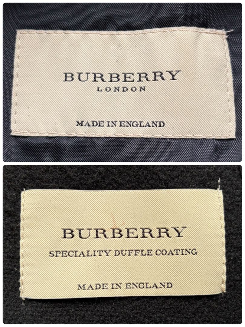 【美品】バーバリーロンドン ダッフルコート ヘリンボーン 黒 XL 近年モデル