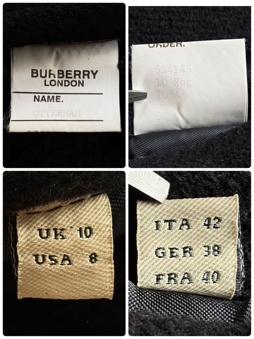 【美品】バーバリーロンドン ダッフルコート ヘリンボーン 黒 XL 近年モデル