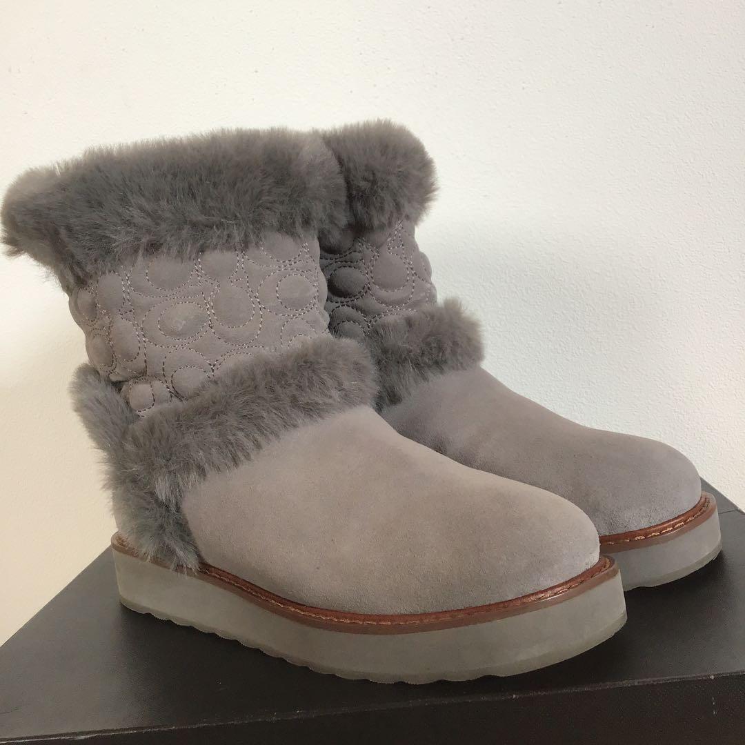 COACH ムートンブーツ 24cm グレー ほぼ未使用