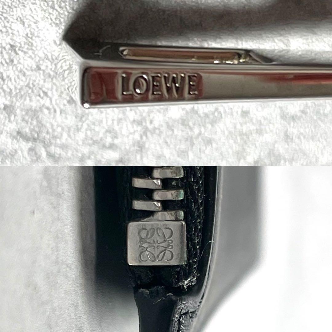 【極美品】ロエベ フラグメントケース ロゴ バイカラー レザー 本革 黒 グレー