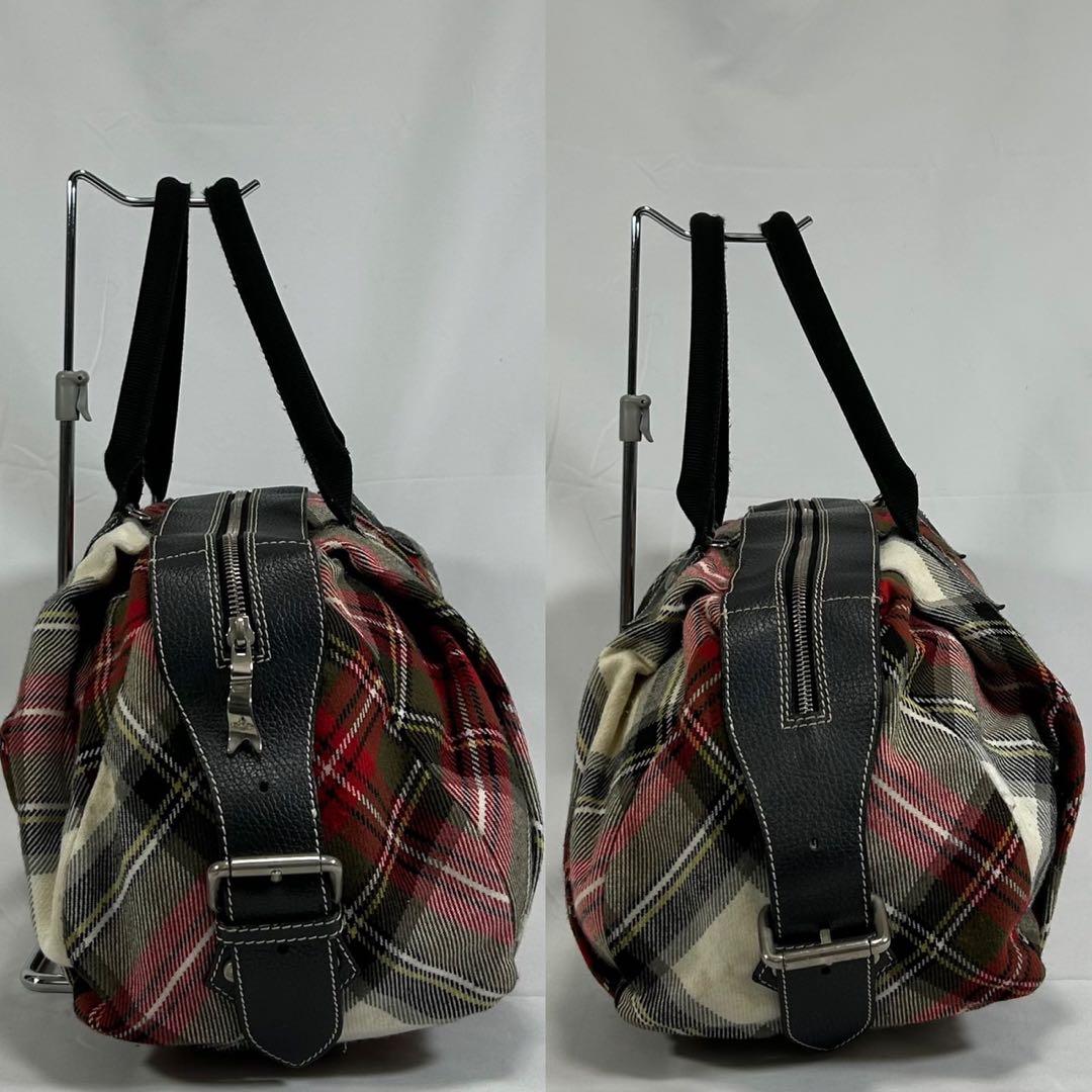 【美品】ヴィヴィアンウエストウッド ダービー ボストンバッグ チェック オーブ