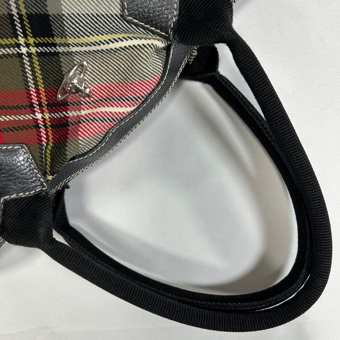 【美品】ヴィヴィアンウエストウッド ダービー ボストンバッグ チェック オーブ
