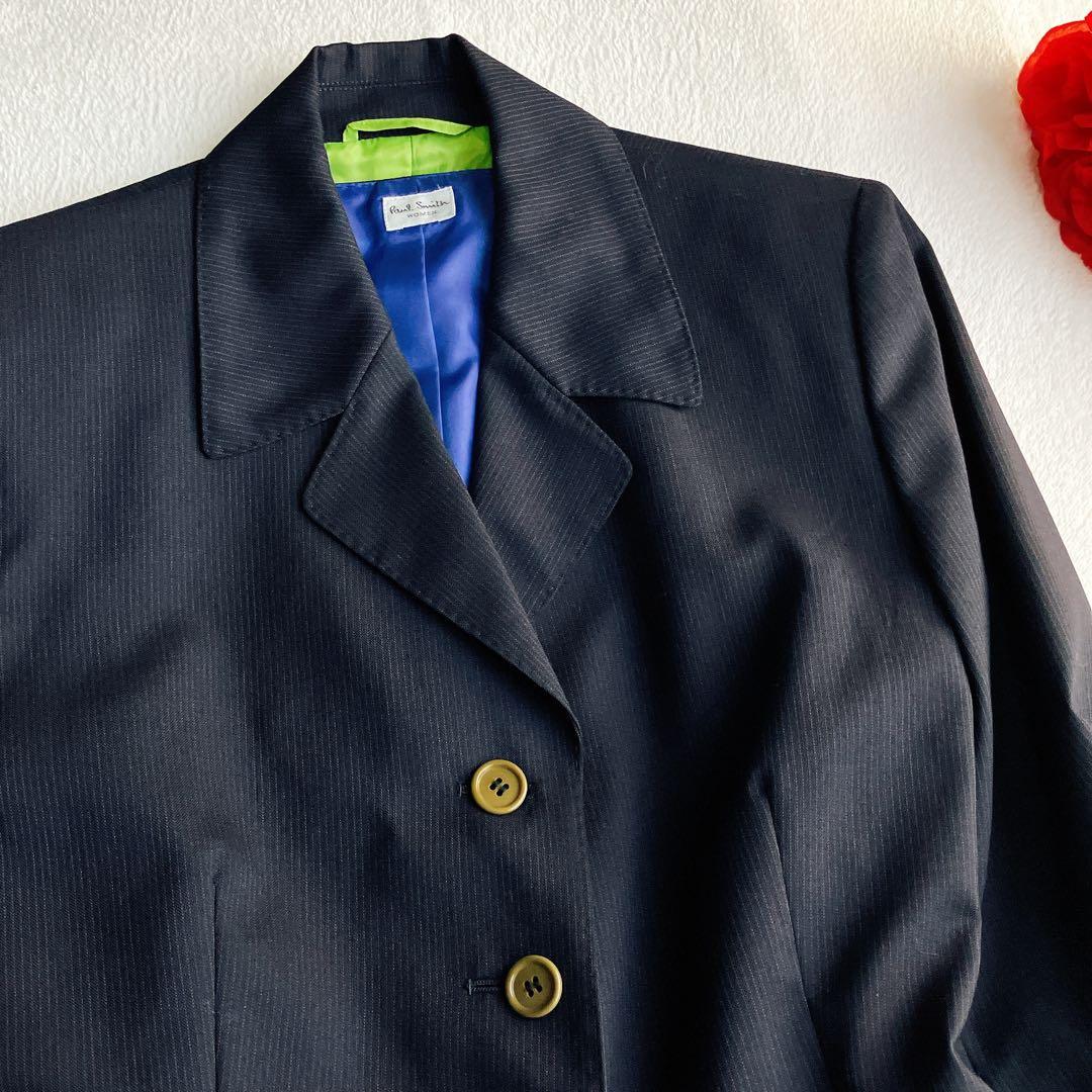 ポールスミス★3ピース パンツスーツ ウール ストライプ ハイウエスト ワイド