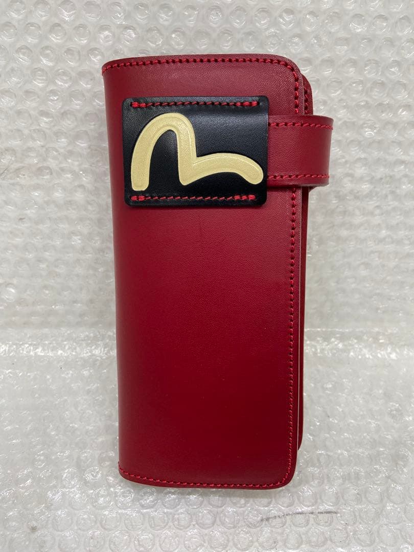 ⚫︎ エヴィス　EVIUS ど根性　ウォレット　カモメ レッド レザー