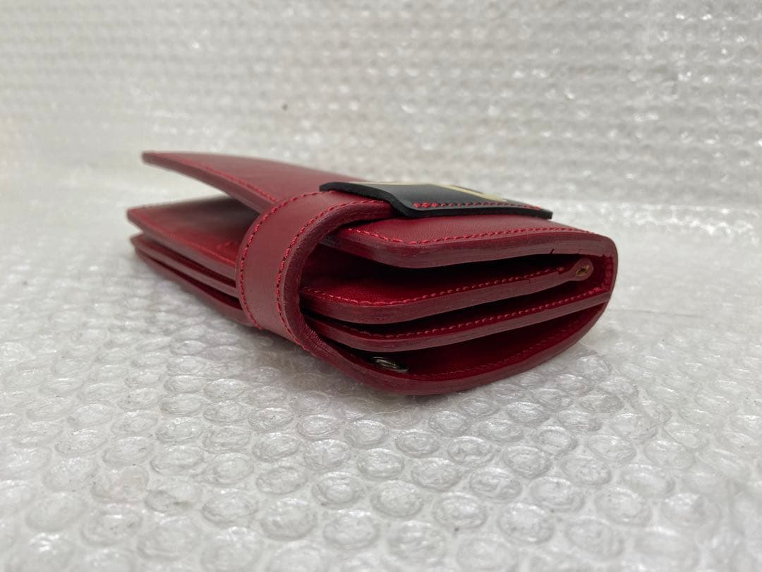 ⚫︎ エヴィス　EVIUS ど根性　ウォレット　カモメ レッド レザー