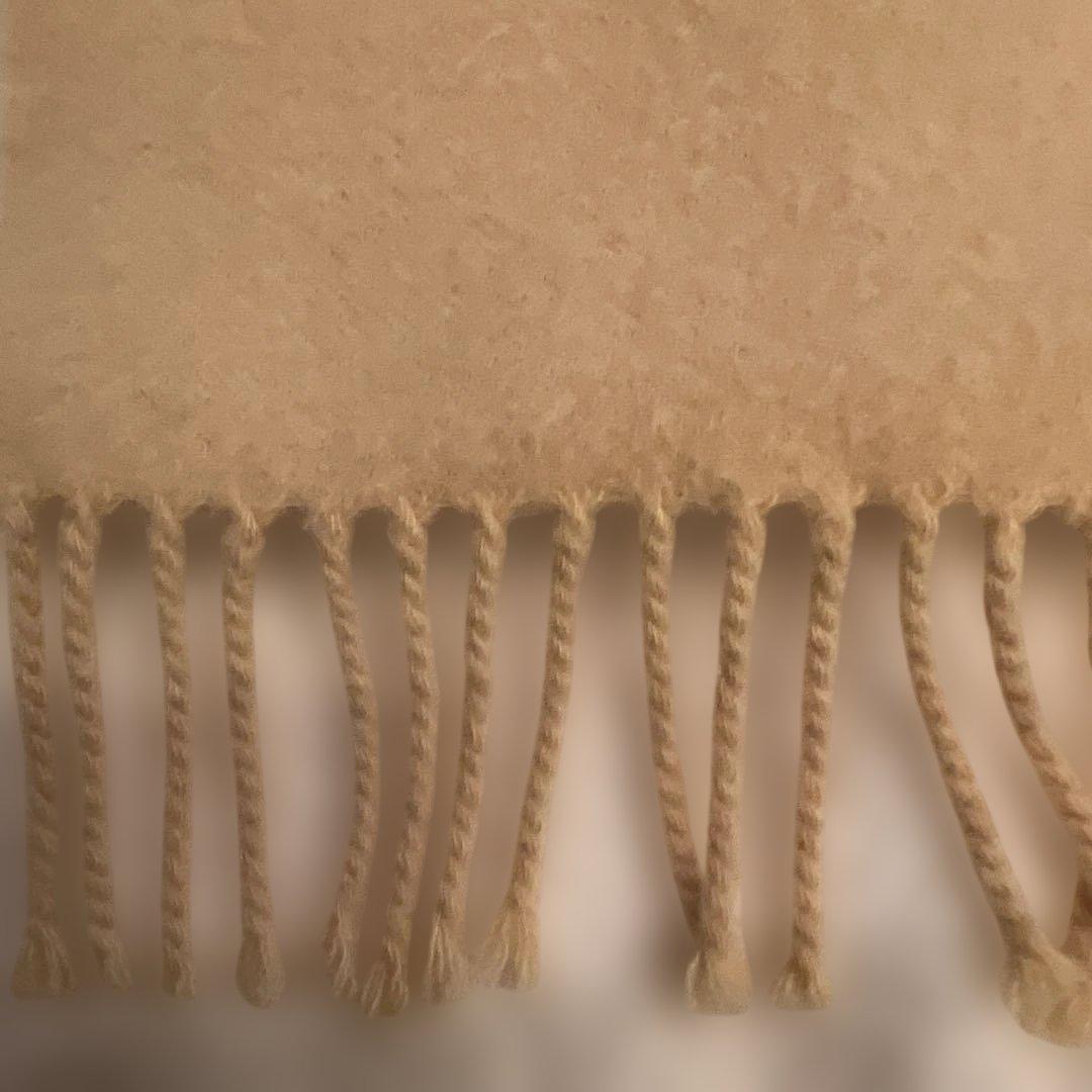 HERMÈS カシミヤ マフラー イエローベージュ フリンジ付き