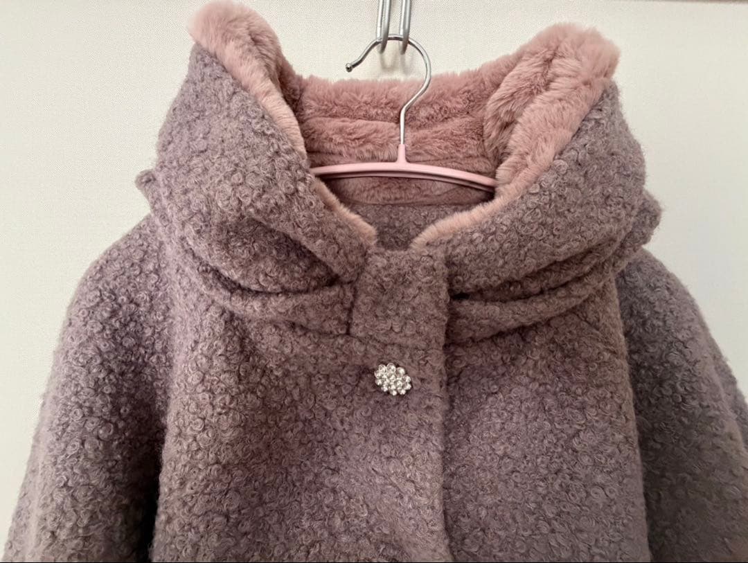 [首元まで暖かコート❤︎] エコファーが心地良いブークレービジューボタンコート