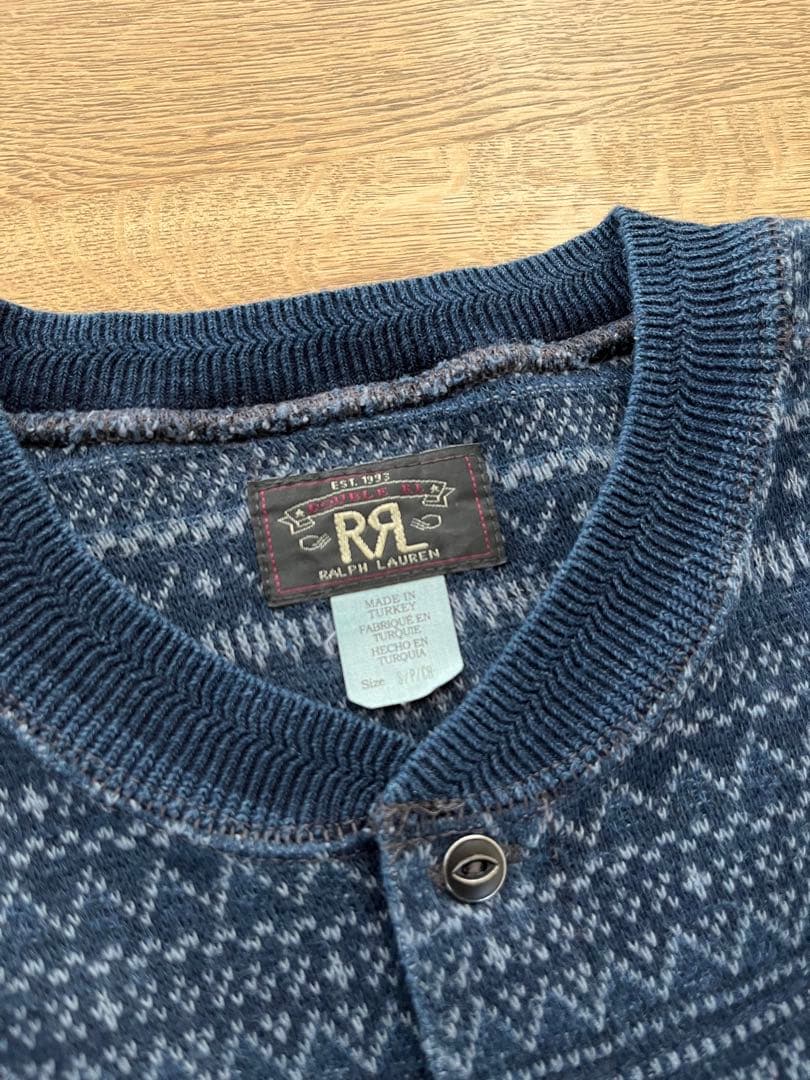 RRL ダブルアールエル ヘンリーネック インディゴ ニット 長袖シャツ