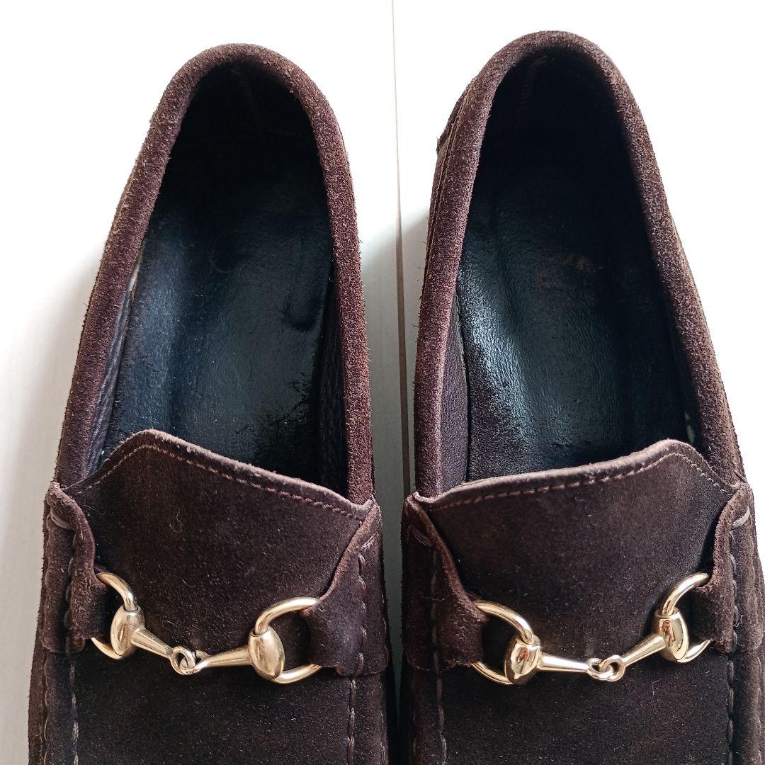 GUCCI　ホースビット　ローファー　スエード　ローカット　ブラウン　23cm