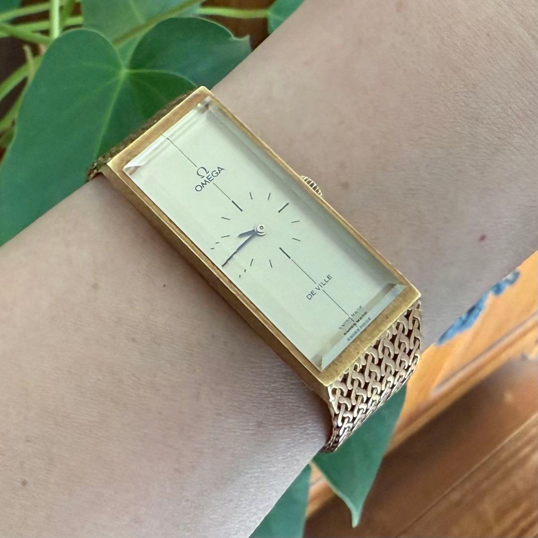 専用金無垢オメガ手巻き腕時計　750 k18 刻印あり　スタイリッシュなデザイン