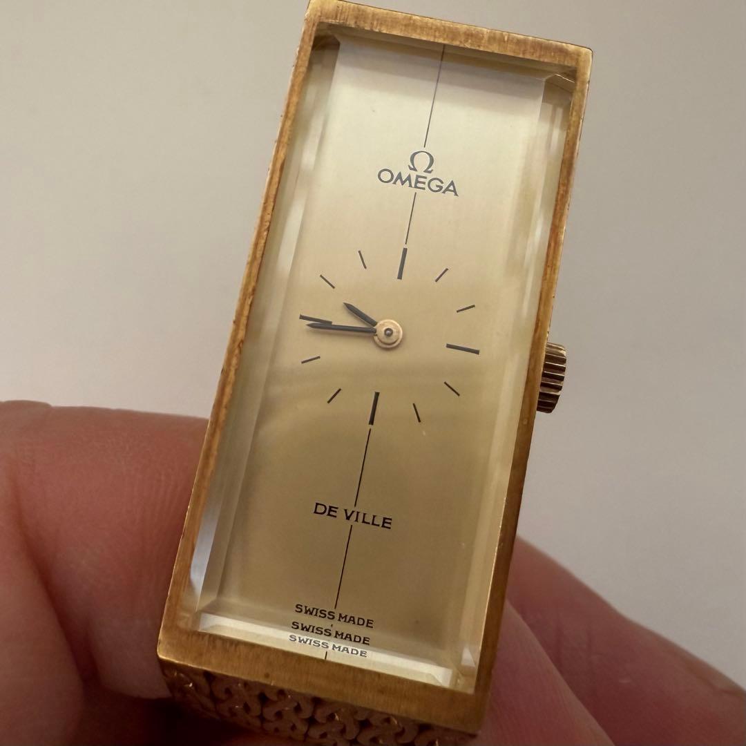 専用金無垢オメガ手巻き腕時計　750 k18 刻印あり　スタイリッシュなデザイン