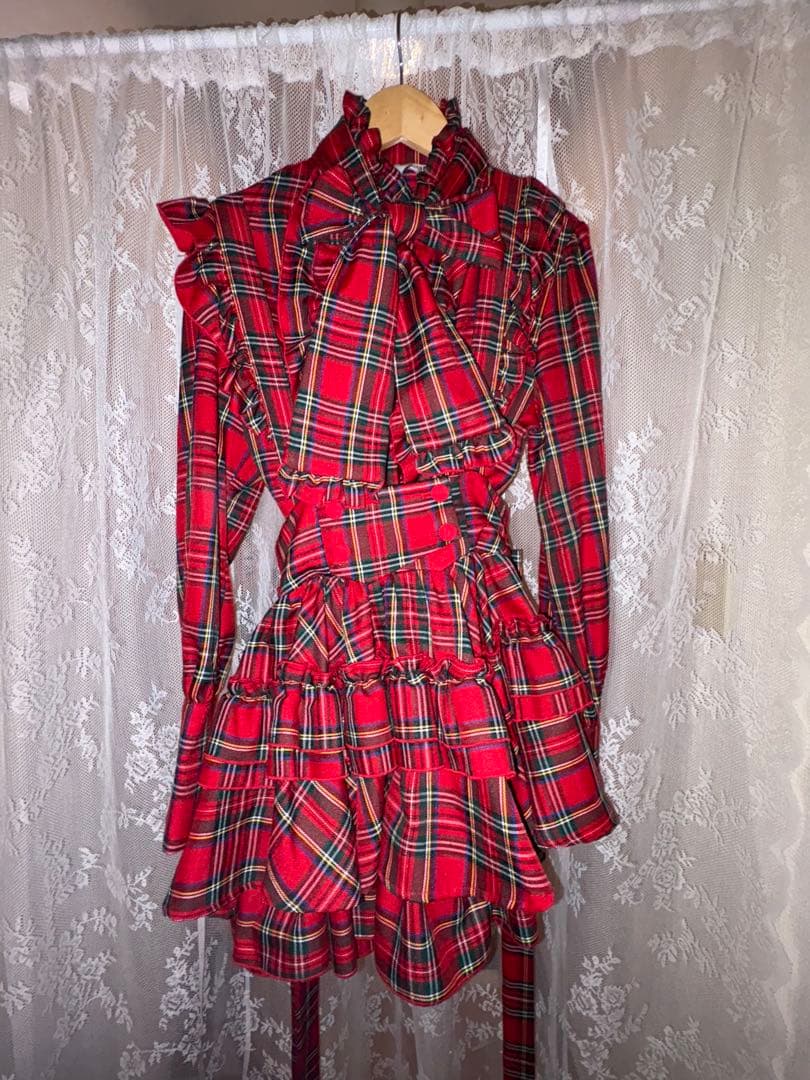 うゆ　CATCOCOON レッドチェック ゴスロリドレス
