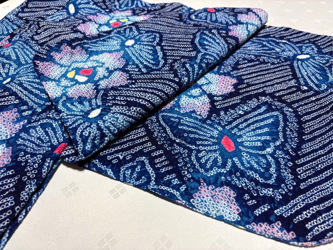 超美品　和服　綿100% 蝶模様　有松絞り　浴衣(クリーニング済) 早い者勝ち