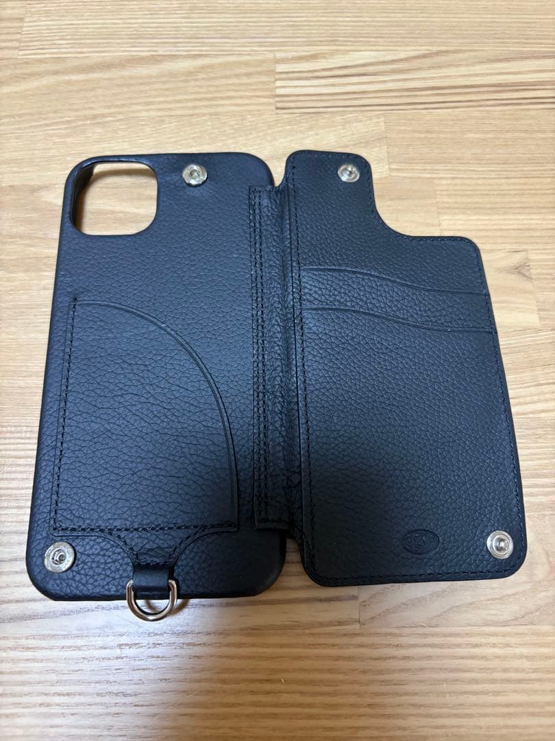 DEMIU iPhone14plusブラック レザー 手帳型ケース