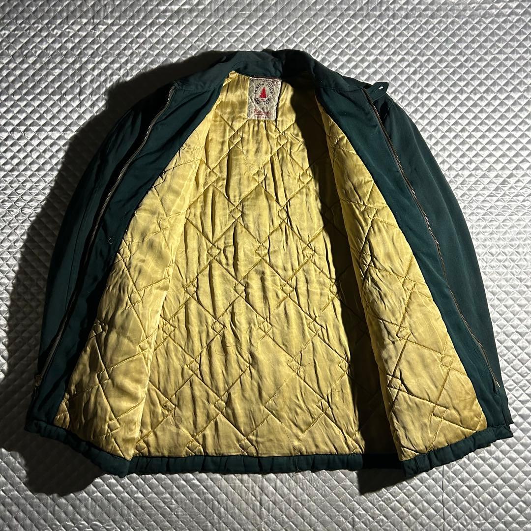 50s VINTAGE USA レーヨンギャバキルティングジップジャケット 中綿