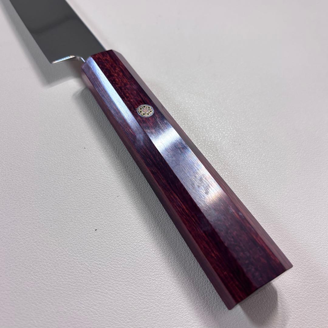 270mm 切付柳刃包丁 鏡面　紫檀八角柄 刺身包丁 「全鋼」'ᘲ