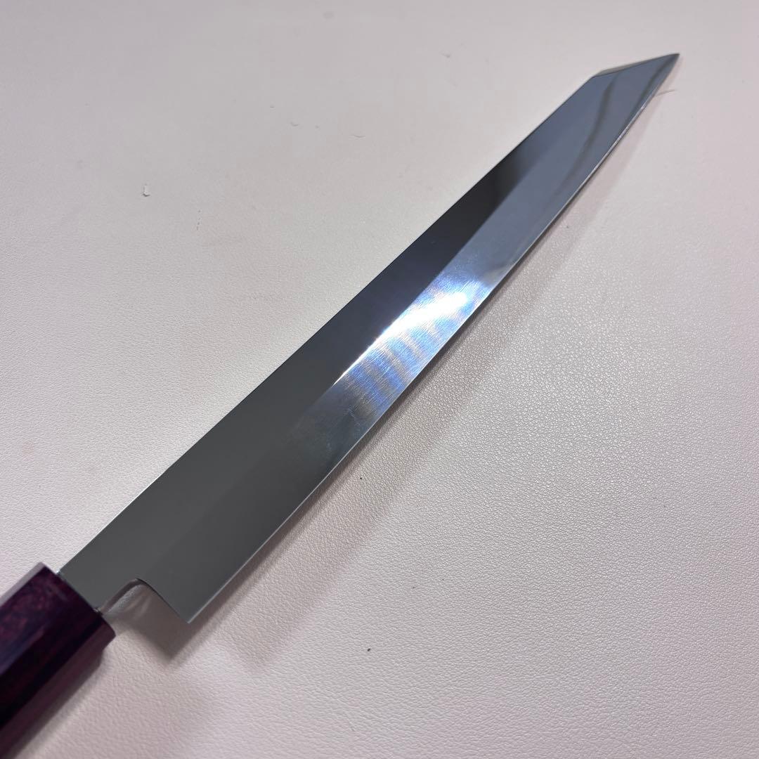 270mm 切付柳刃包丁 鏡面　紫檀八角柄 刺身包丁 「全鋼」'ᘲ