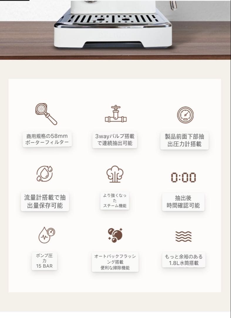 DELICO CRM3605PWM エスプレッソマシン(ホワイト)