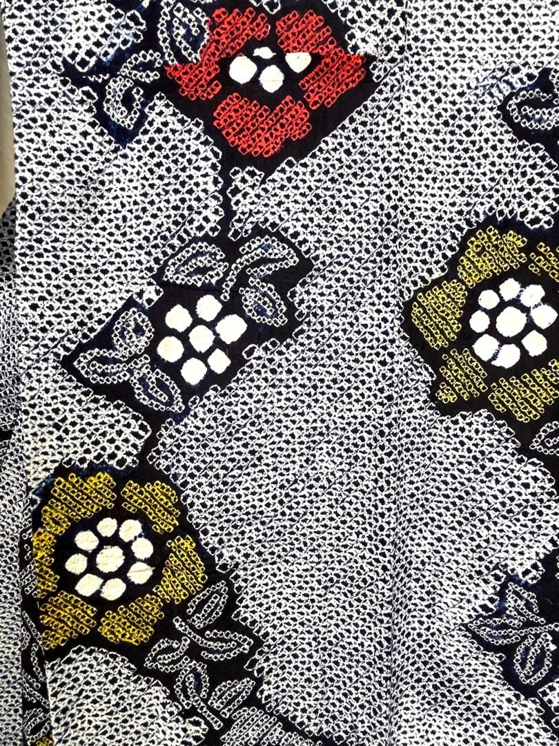 有松鳴海絞り　浴衣　広衿仕立て　花　（213）