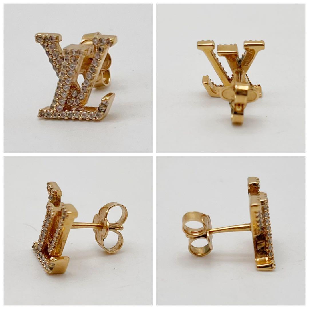 ルイヴィトン ピアス LV アイコニック ストラス メタル ゴールドカラー 片方
