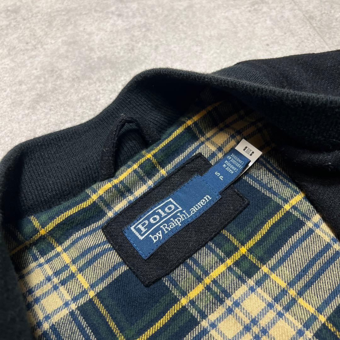 希少✨ラルフローレンPOLOボンバージャケット毛ウールSオールブラック内柄｜良品