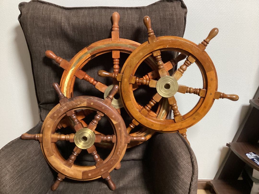 木製舵輪デザイン 3個セット