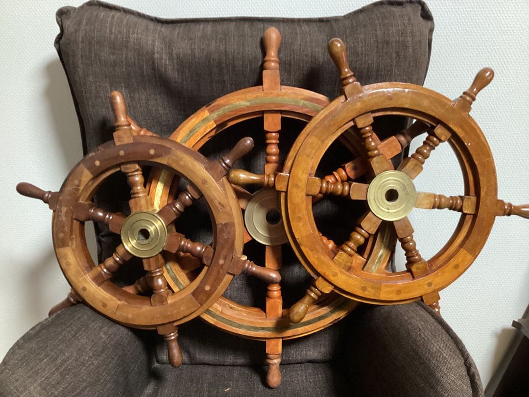 木製舵輪デザイン 3個セット