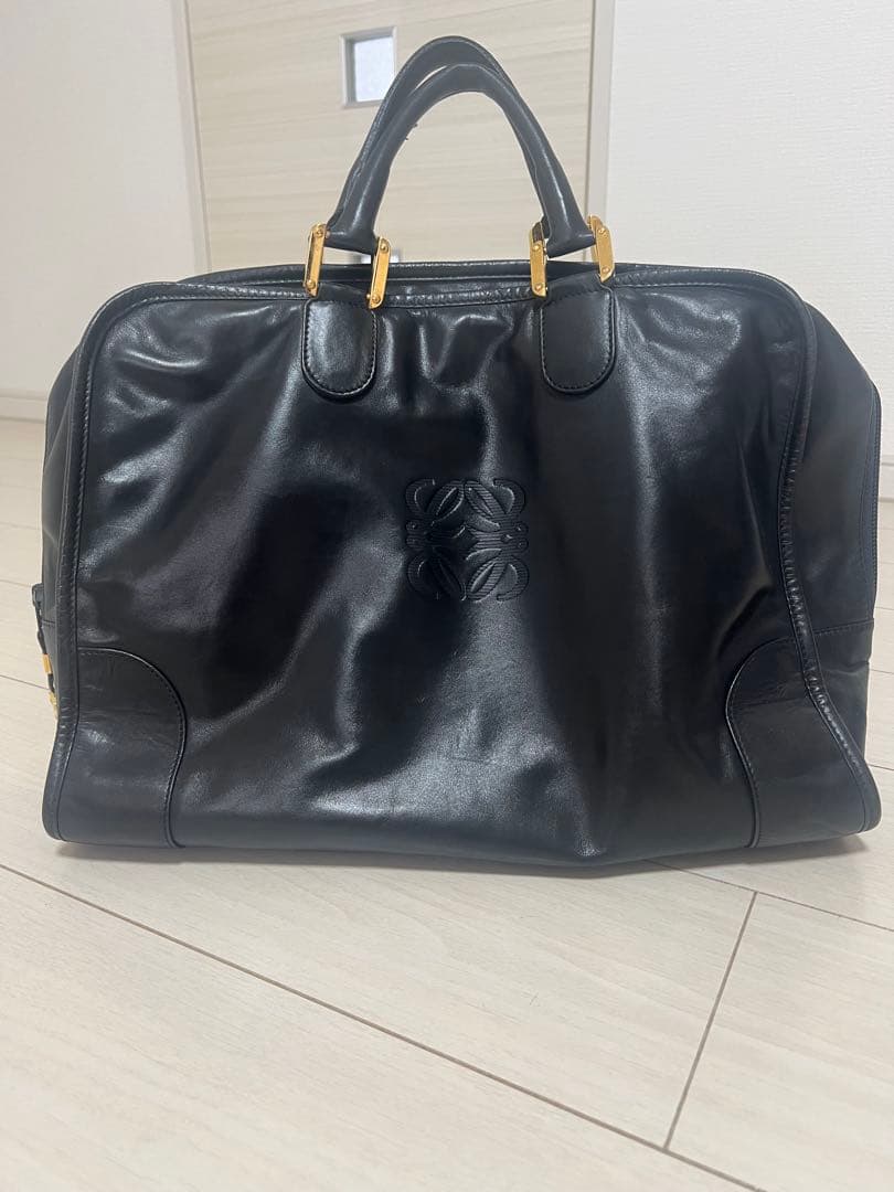 黒レザー ボストンバッグ ロエベ