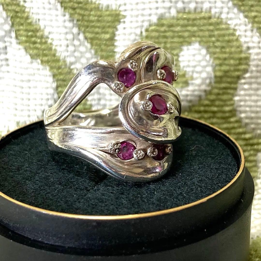 シルバールビーリング 約21号サムリングレディースメンズユニセックス　修デザイン