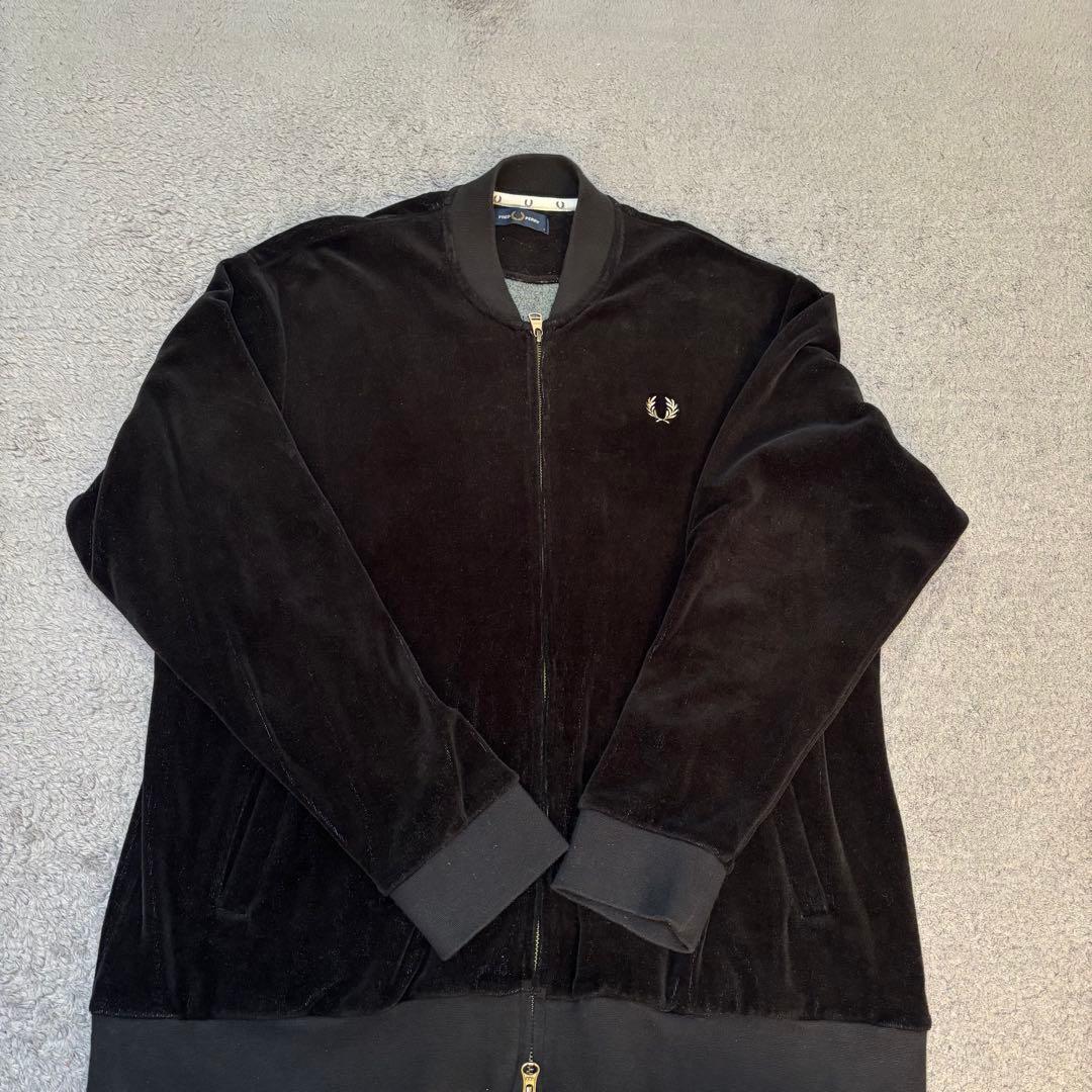 美品　フレッドペリー ベロア ジャケット 黒 金ロゴ L ユニセックス 希少