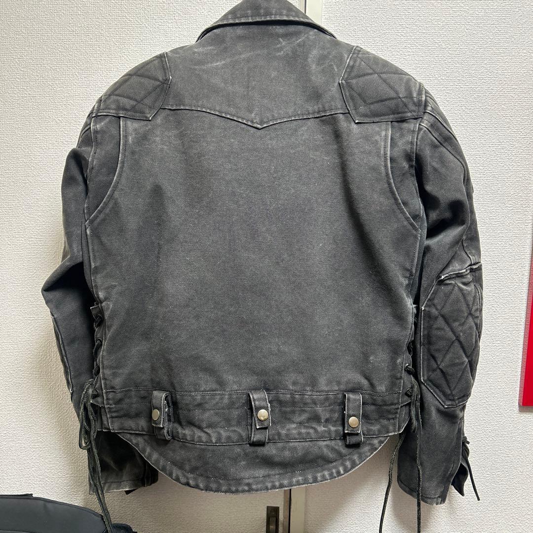 カドヤ　ダークグレー （黒）帆布 ダブルライダースジャケット