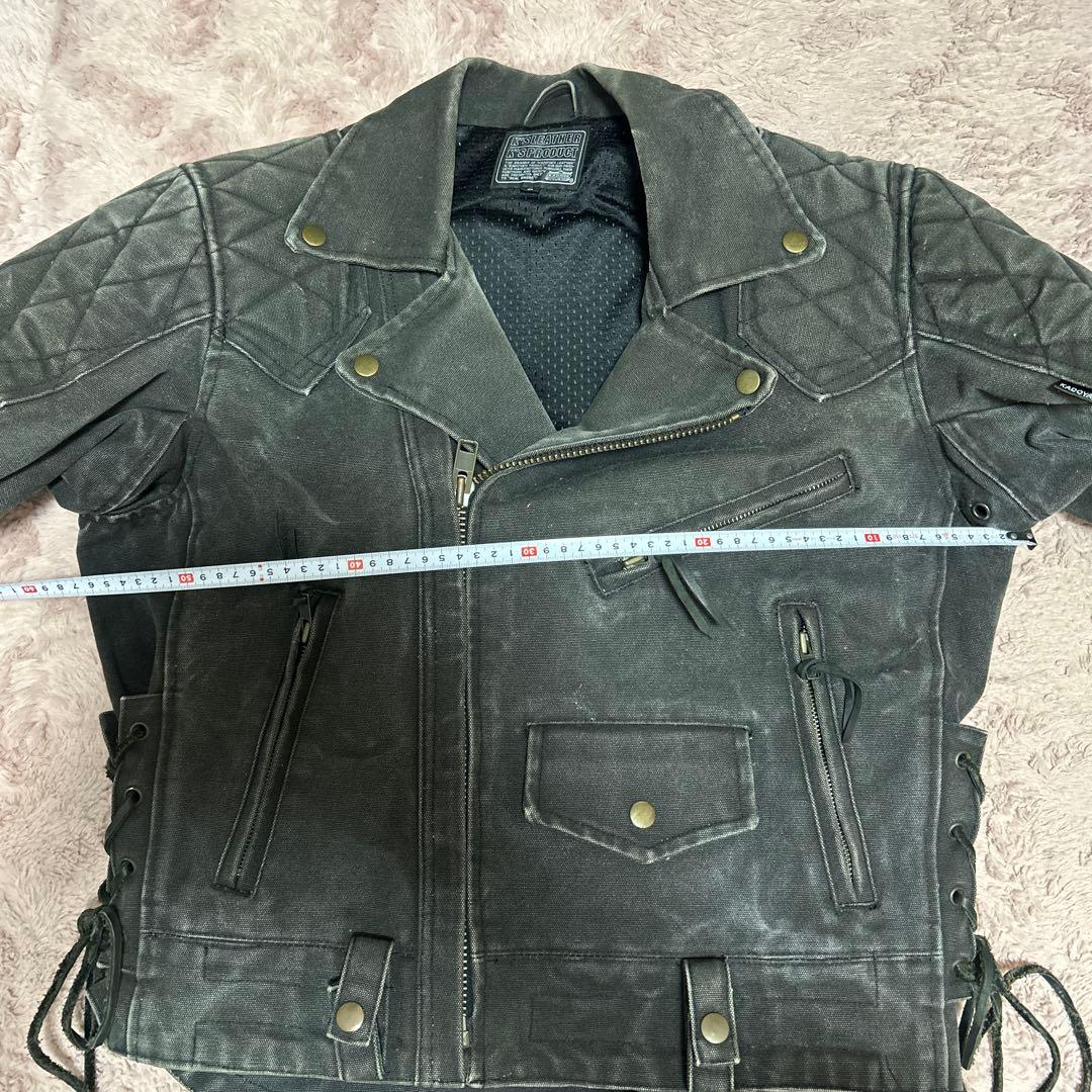 カドヤ　ダークグレー （黒）帆布 ダブルライダースジャケット