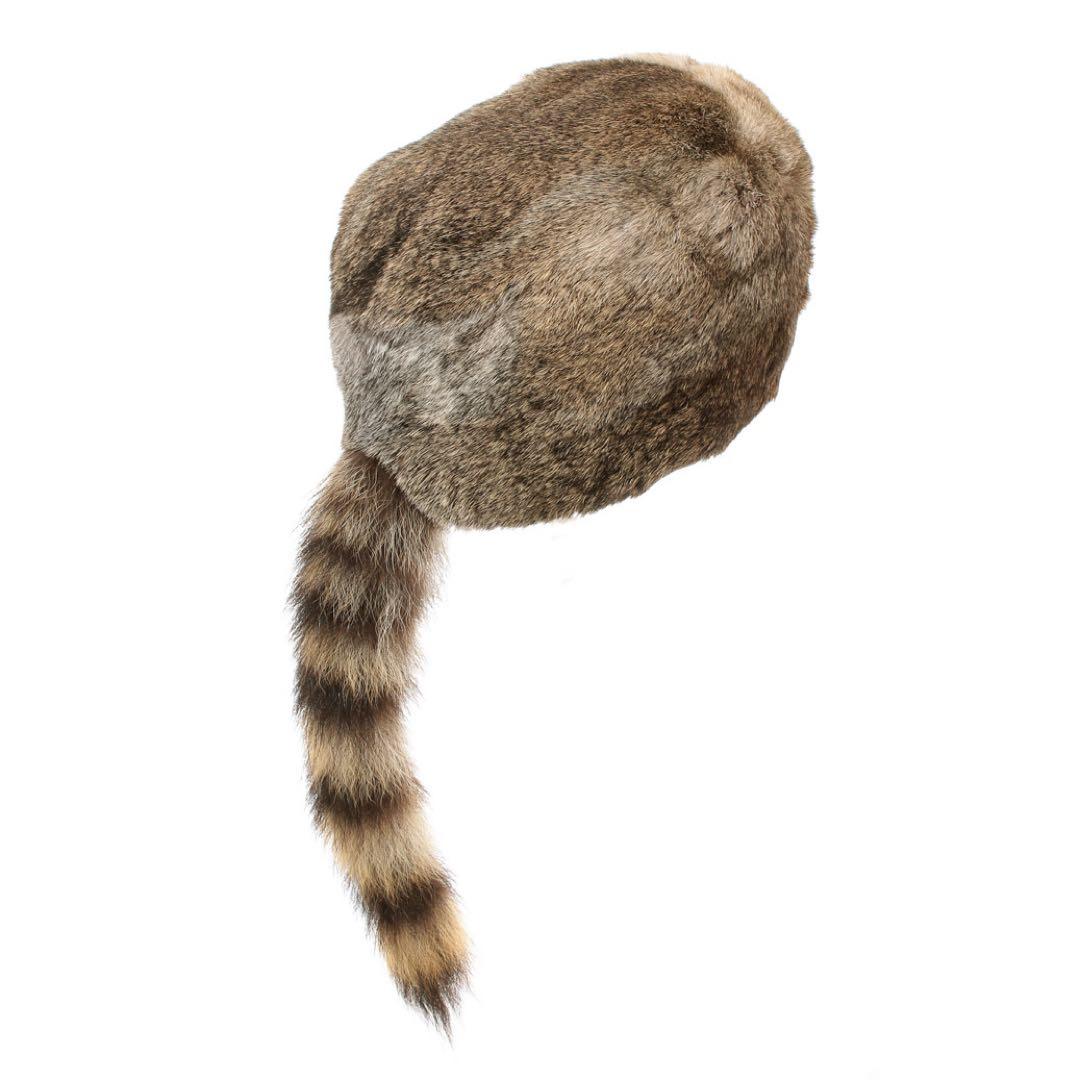 ラビット　ラクーン　スキー　リアルファークロケットハット　尻尾付　毛皮帽子　登山