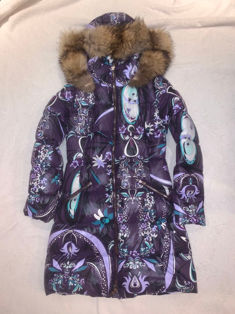 【美品】EMILIO PUCCI ファー付きダウンジャケット紫