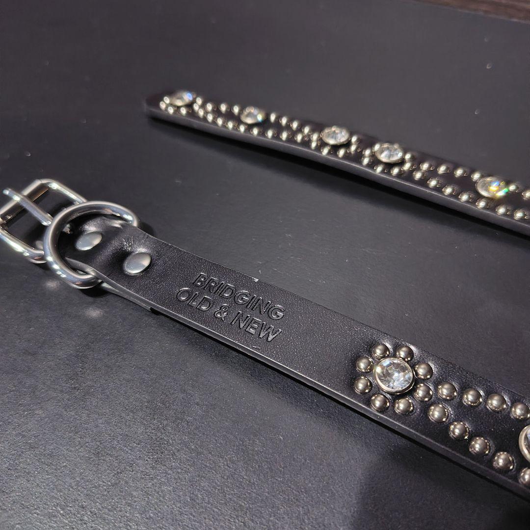 クロス銀■本革レザーフルスタッズナローベルト☆シルバーヴィンテージ